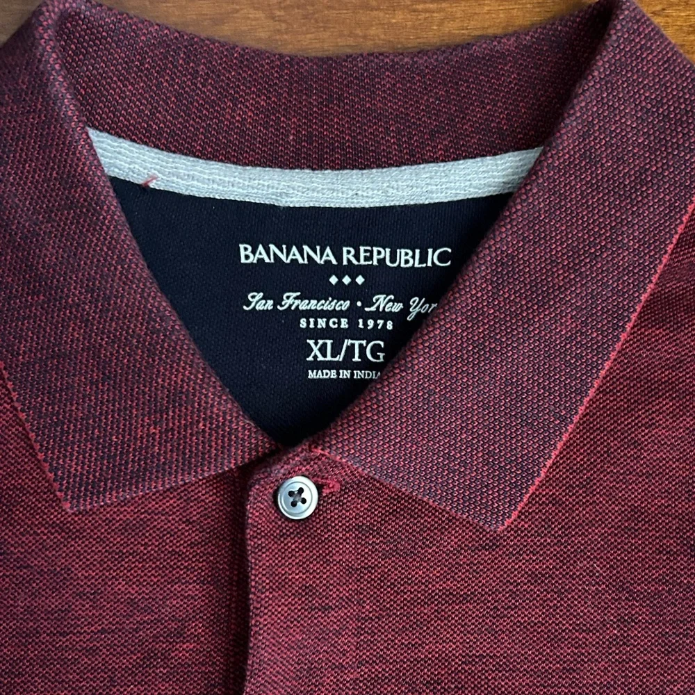 Banana Republic Polo Shirt Men’s XL Burgundy Cotton Logo Golf Dadcore